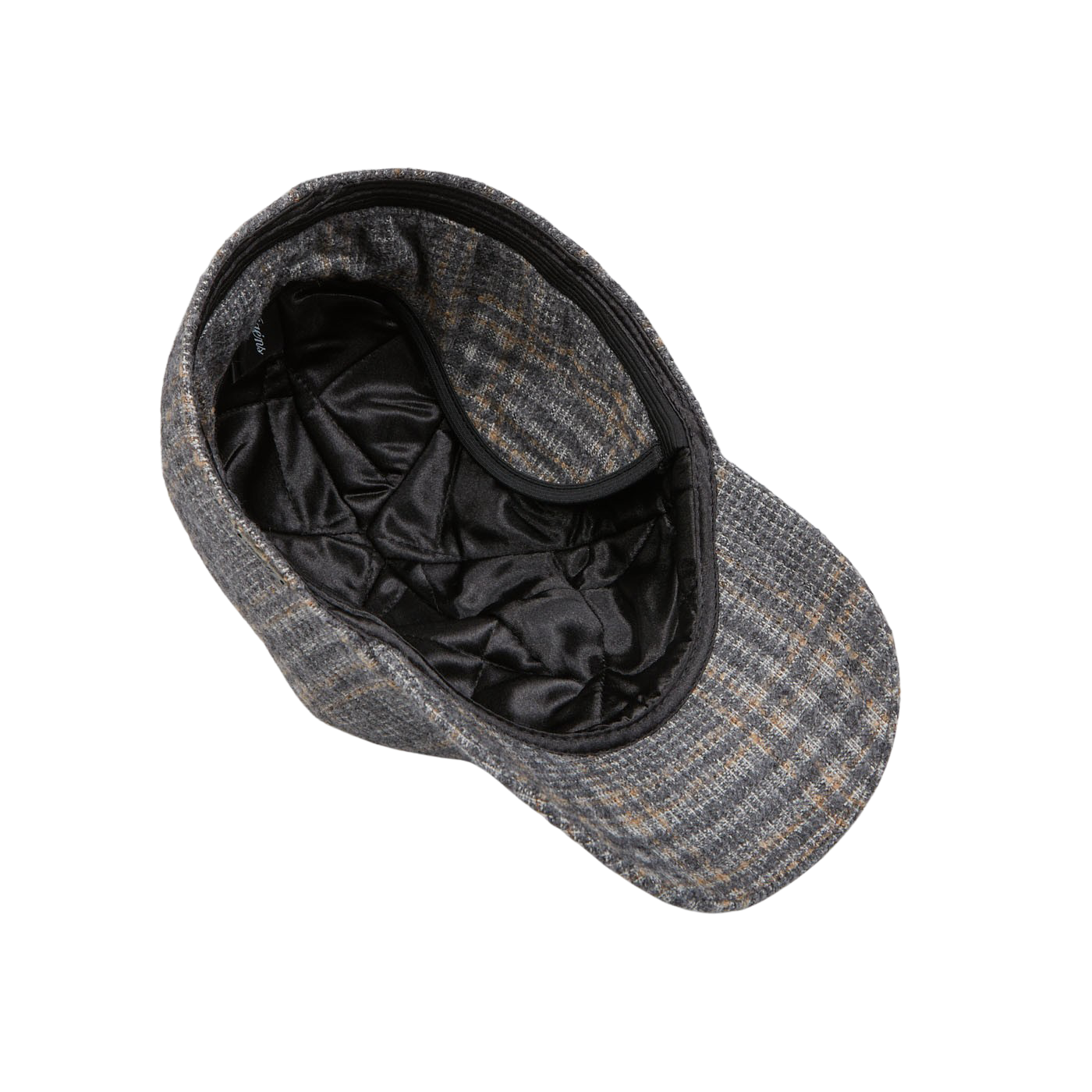 Wigéns Grey Checked Wool Alpaca Baseball Cap Inside