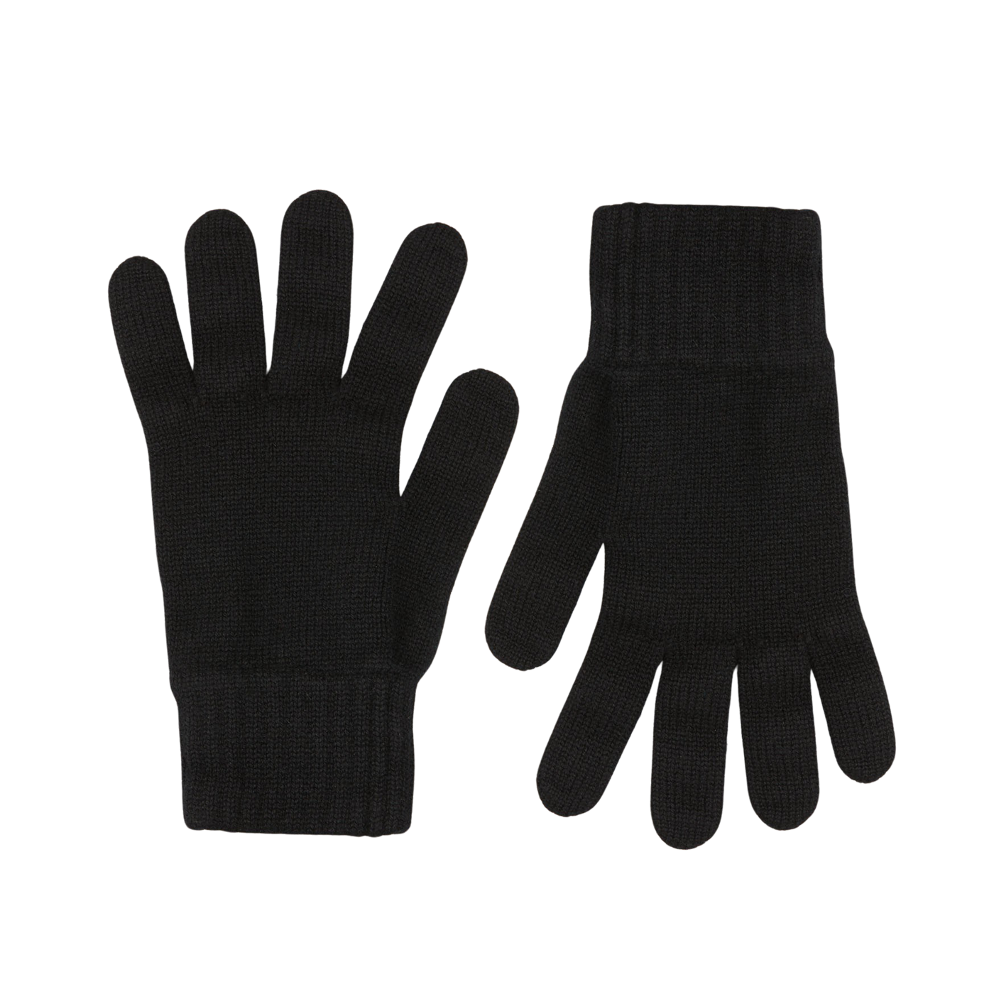 A pair of Black Pure Cashmere Gloves by William Lockie on a white surface.
