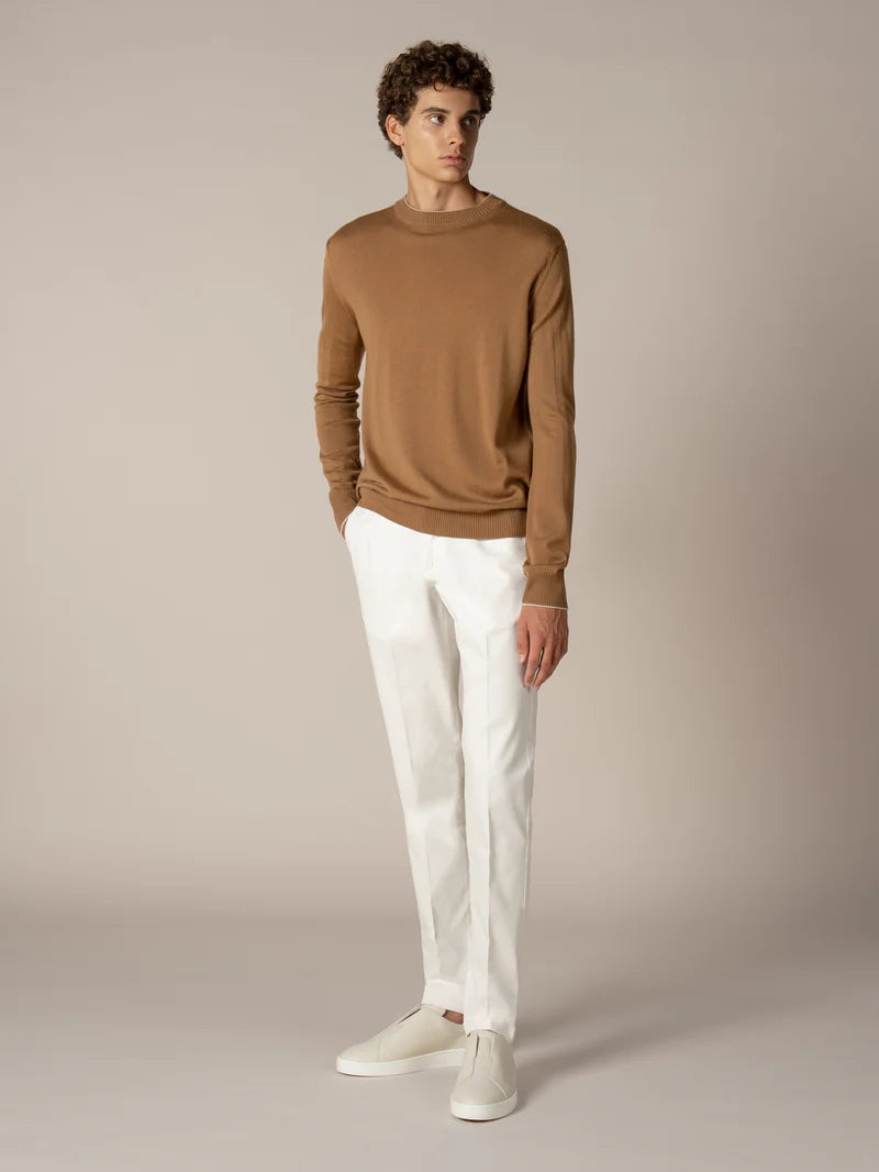 Caramel Two Tone Cashwool City Crewneck