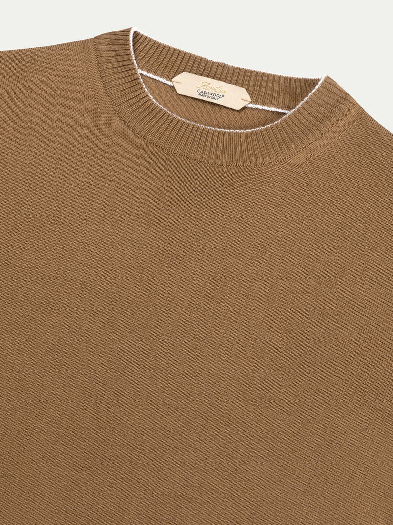 Caramel Two Tone Cashwool City Crewneck