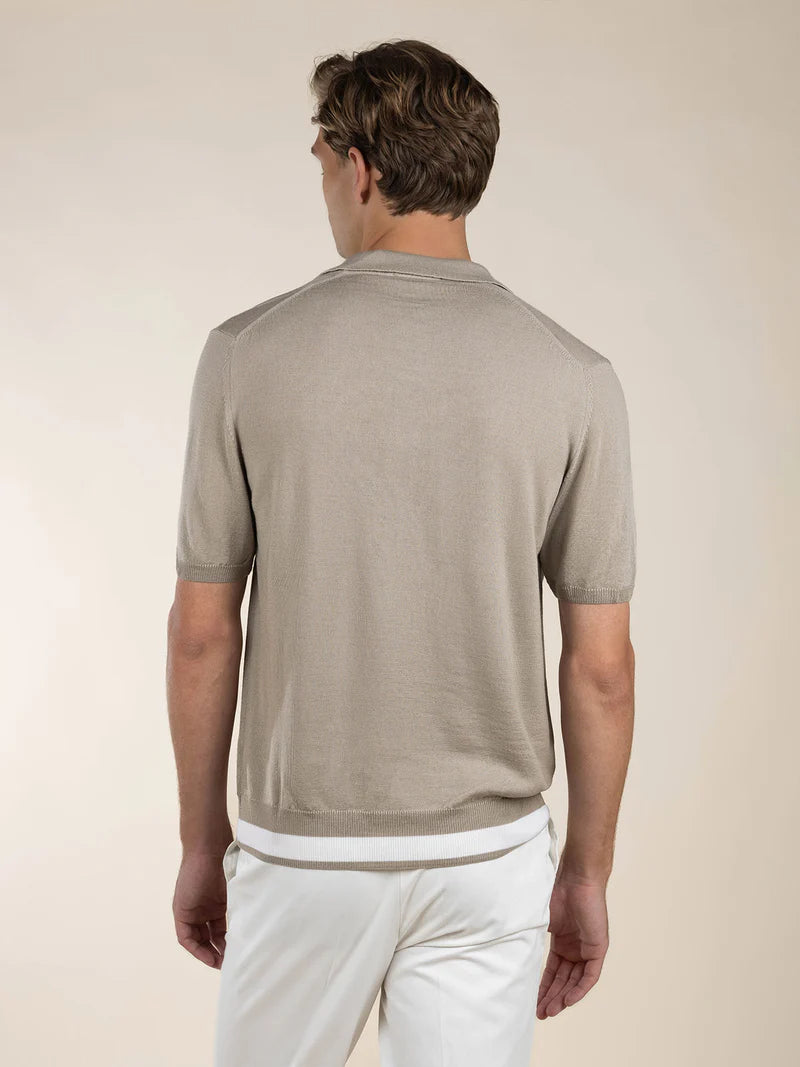 Greige Cashwool Buttonless AUR1 Polo