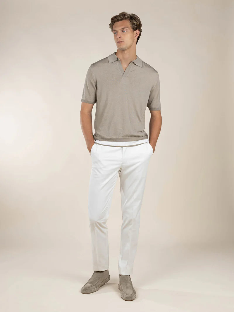 Greige Cashwool Buttonless AUR1 Polo