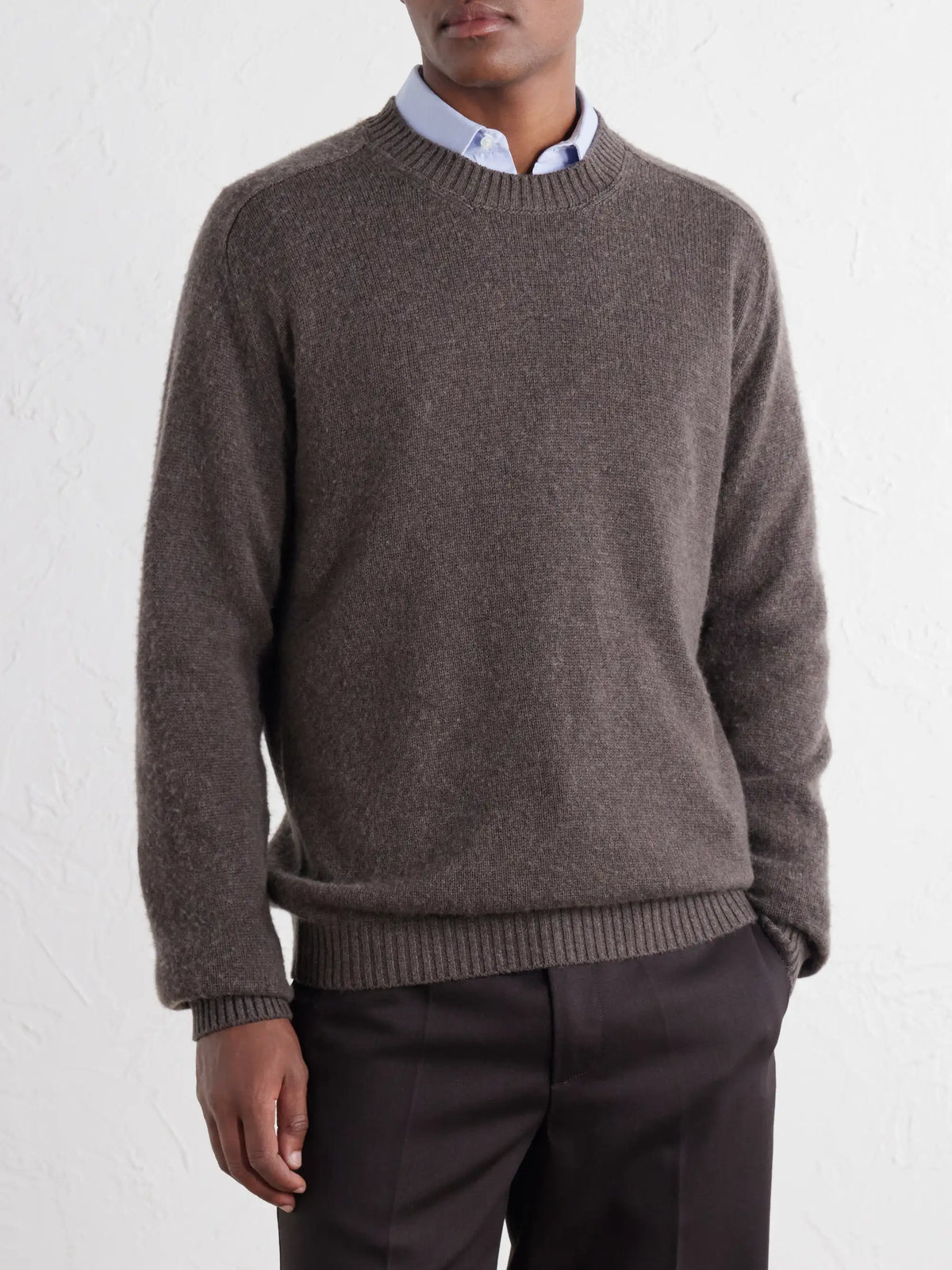 Brown Wool Cashmere Crewneck Sweater
