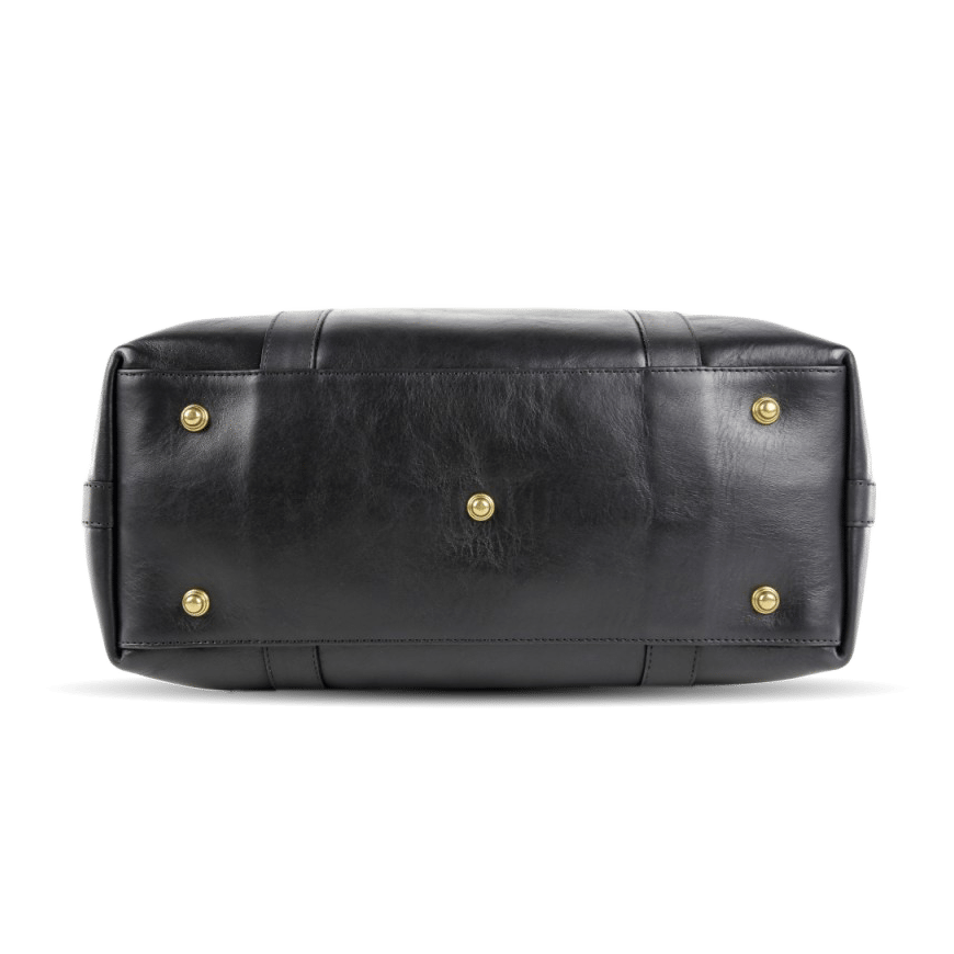 frank clegg black zipper tote bag bottom