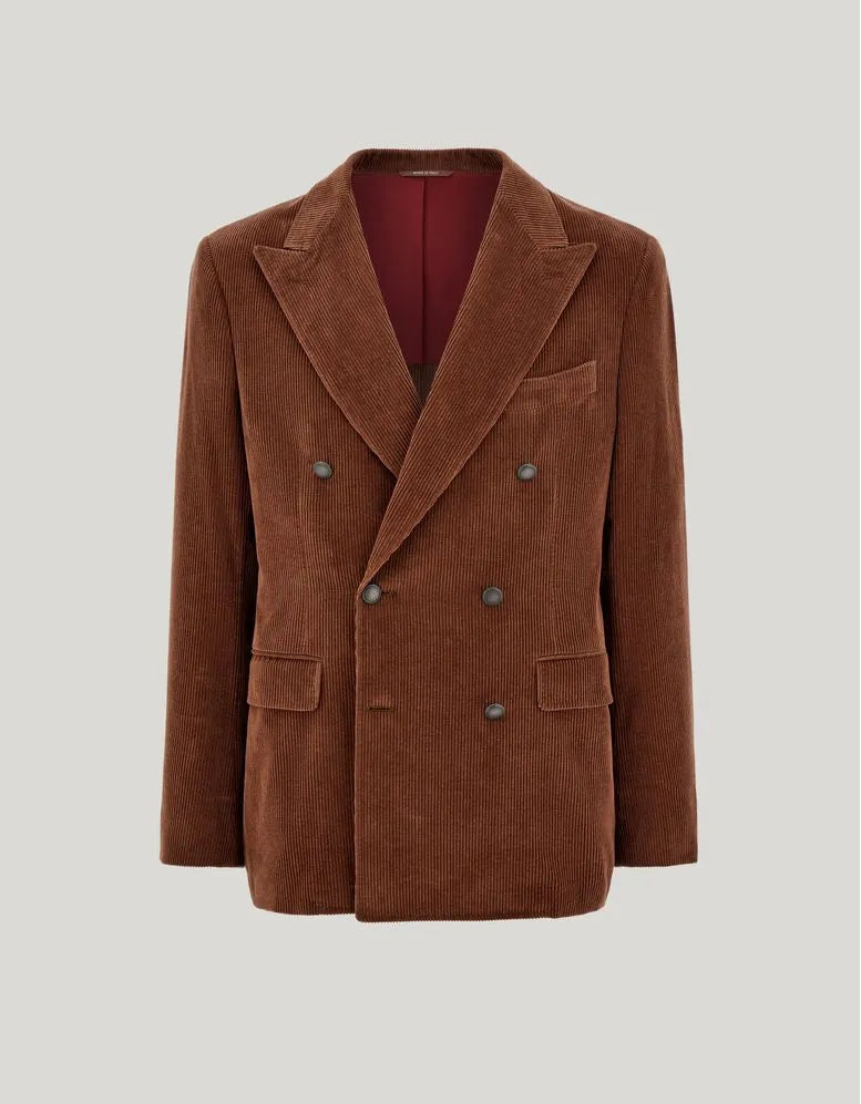 Camel Corduroy Double Breasted Blazer