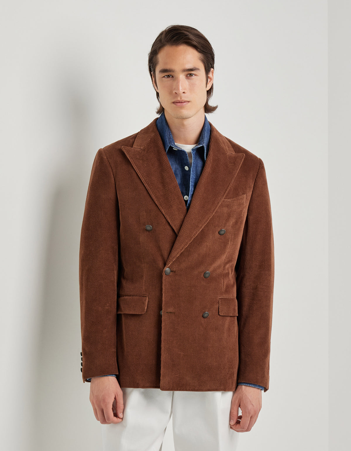 Camel Corduroy Double Breasted Blazer
