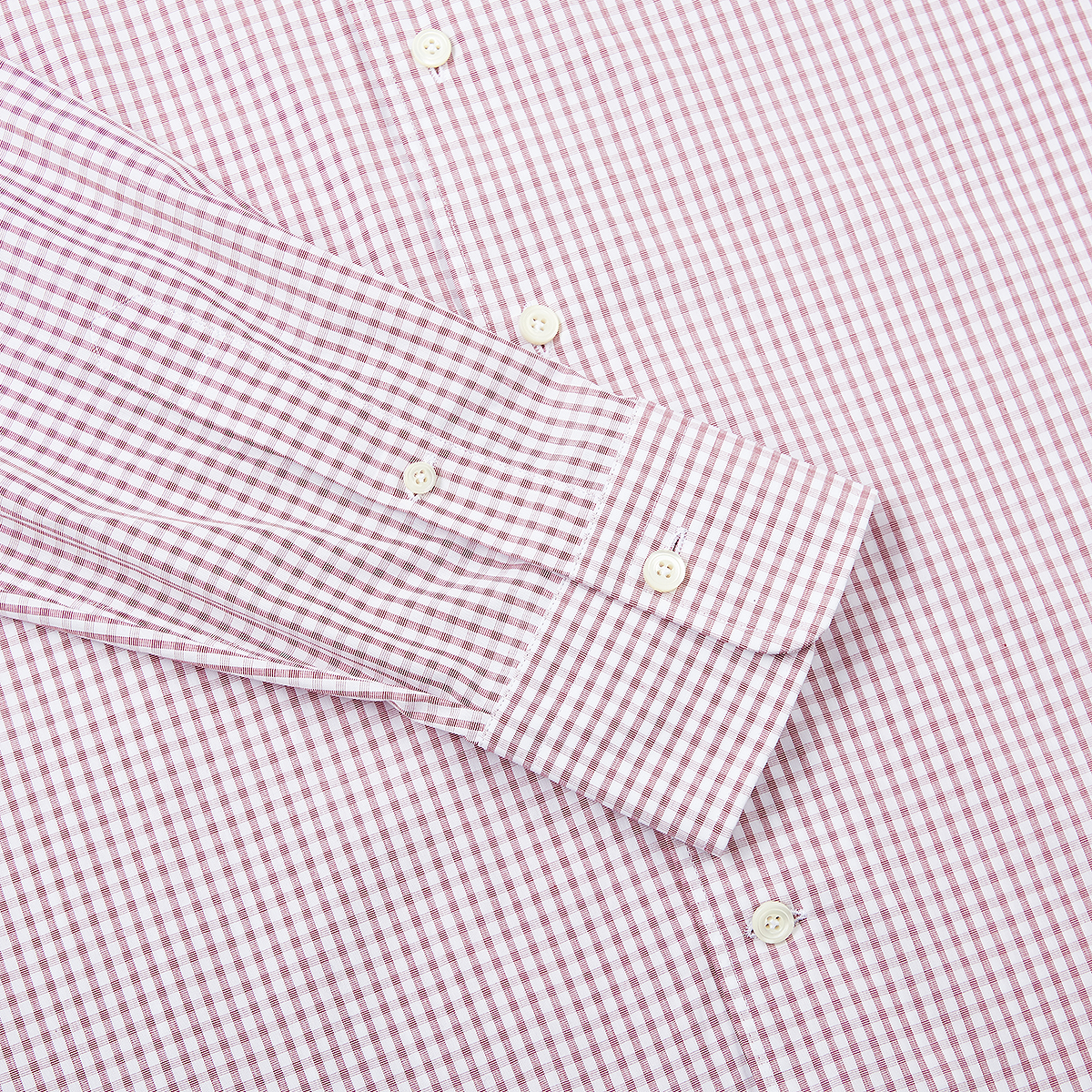 Burgundy Gingham Washed Cotton Casual Shirt
