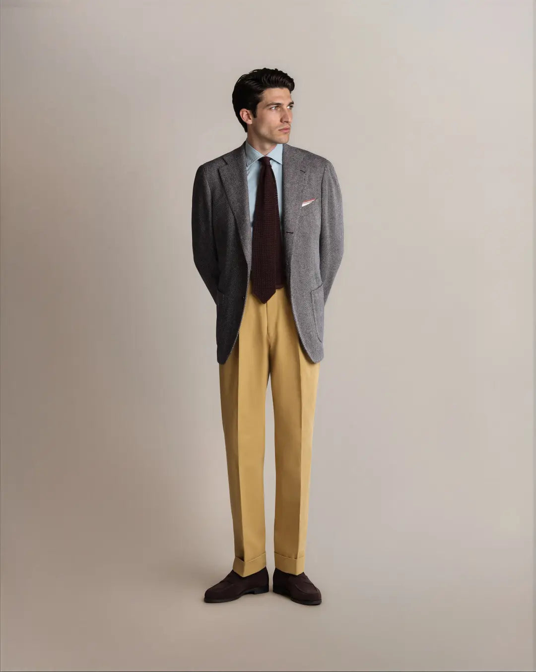 Navy Herringbone Tweed Blazer