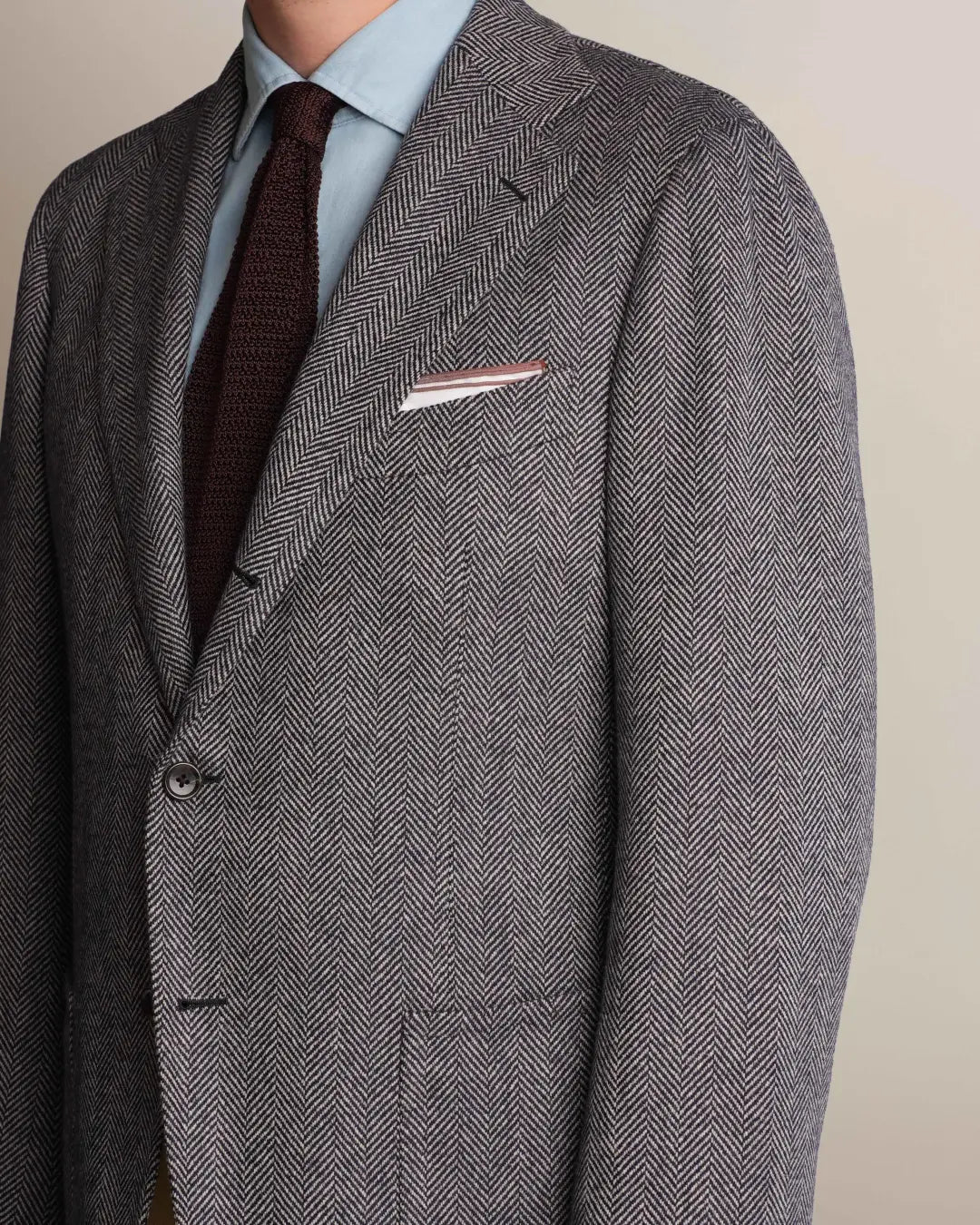 Navy Herringbone Tweed Blazer