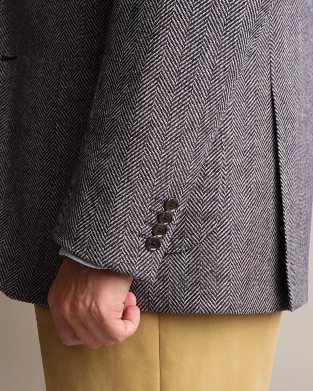 Navy Herringbone Tweed Blazer