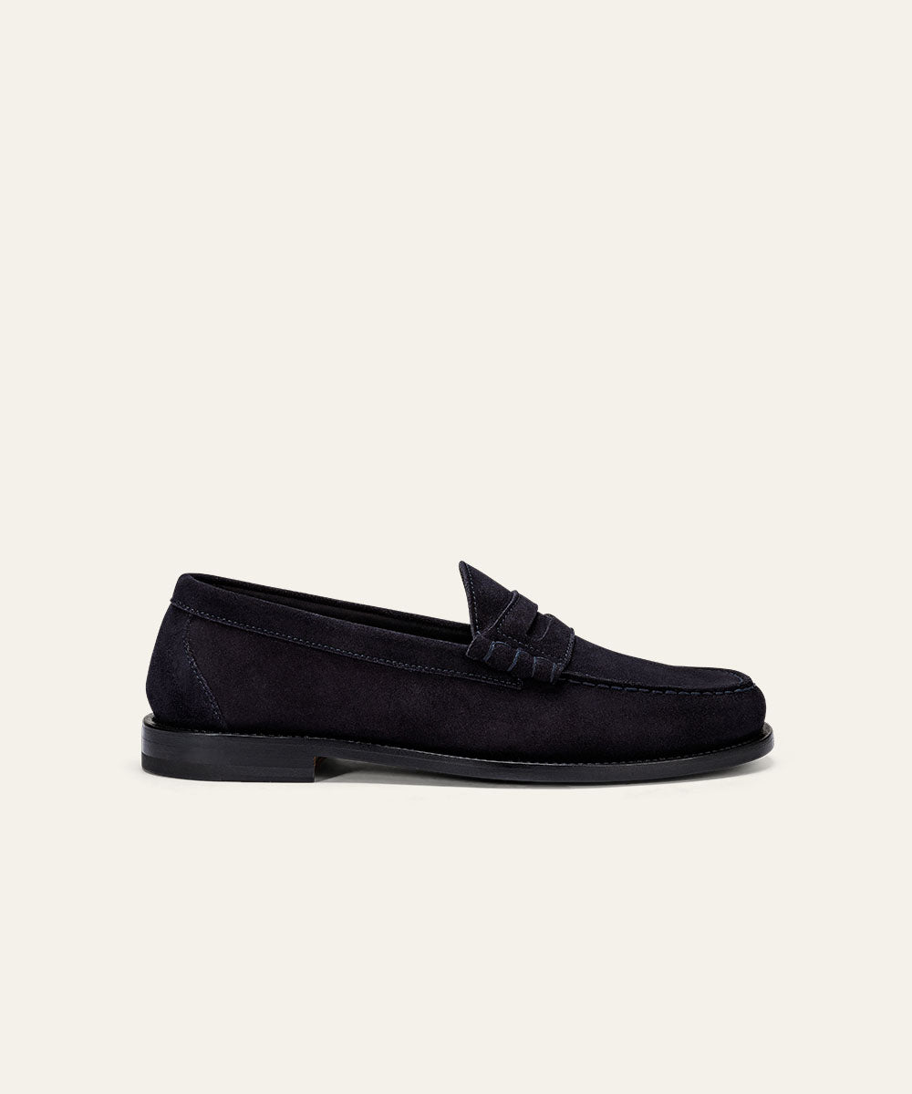 Midnight Blue Suede Cadoro Penny Loafers