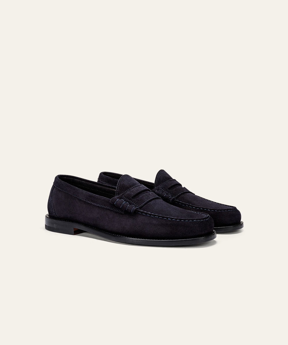 Midnight Blue Suede Cadoro Penny Loafers