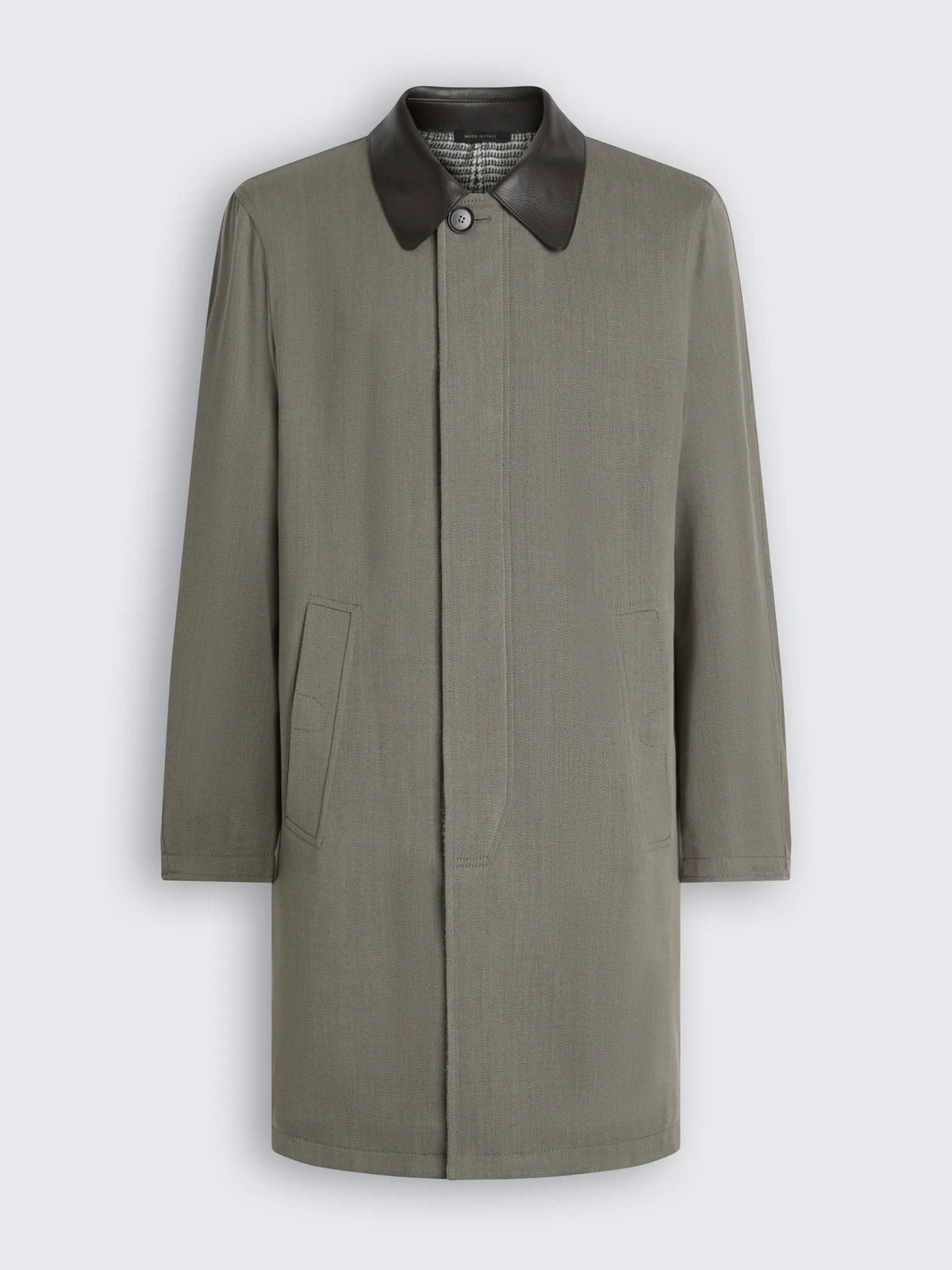 Olive Green Wool and Baby Alpaca Reversible Carcoat