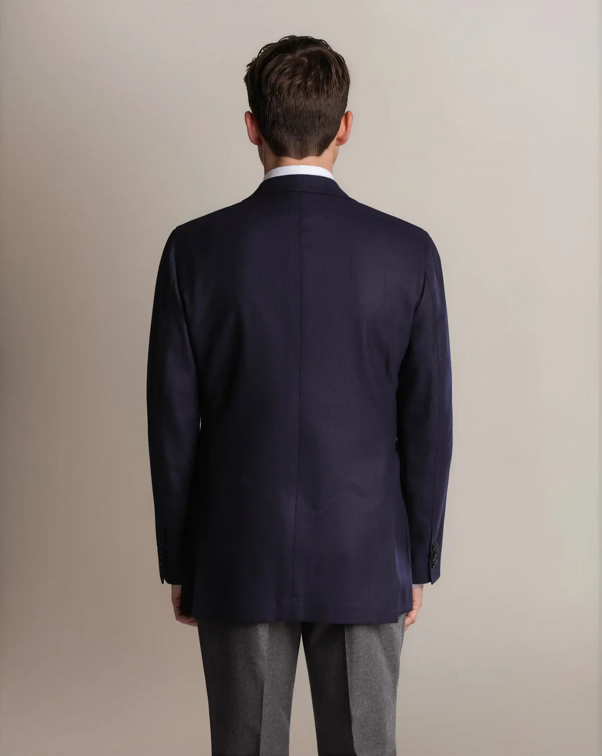 Navy Double Breasted Woollen Hopsack Blazer