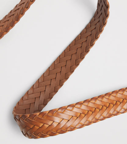 Tan Leather Braided Belt