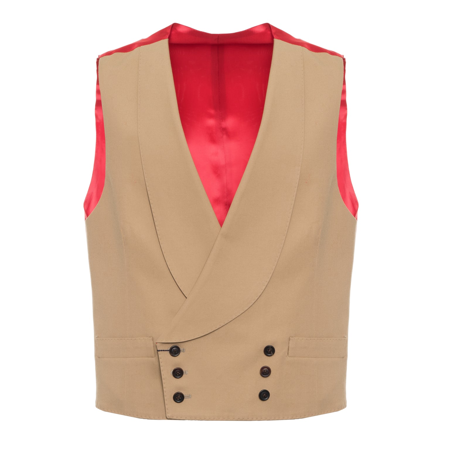 Caramel Cotton Twill Double-breasted Waistcoat