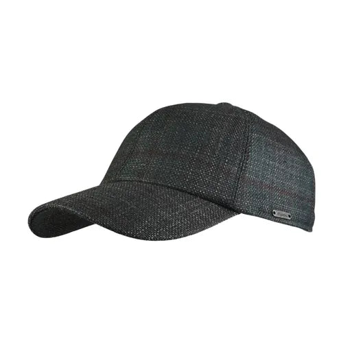 Green Check Wool/Silk Baseball Cap