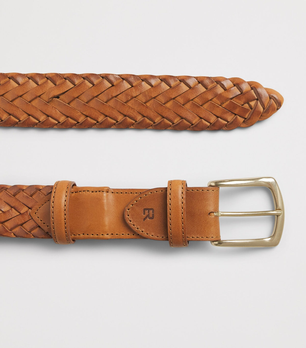 Tan Leather Braided Belt