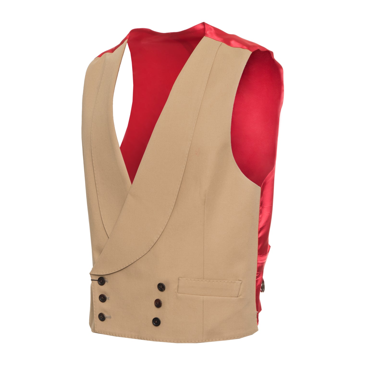 Caramel Cotton Twill Double-breasted Waistcoat