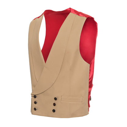Caramel Cotton Twill Double-breasted Waistcoat