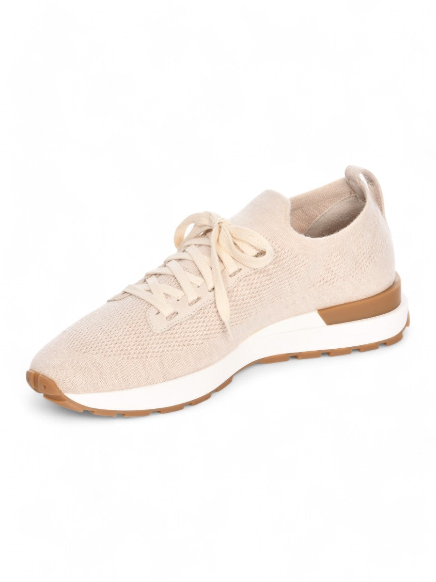 Beige Knitted Wool Sneakers