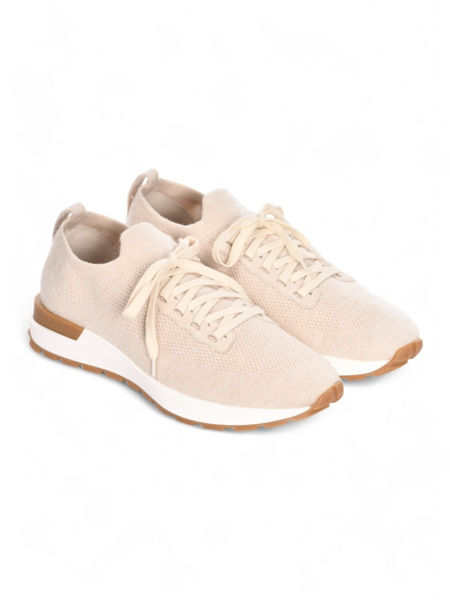 Beige Knitted Wool Sneakers