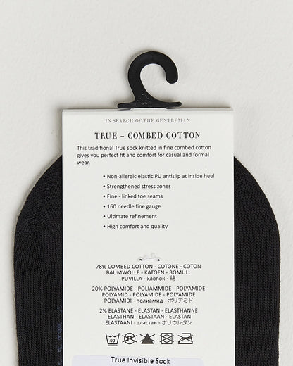Black Cotton Invisible Socks