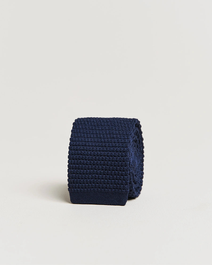 Navy Blue Knitted Wool Tie