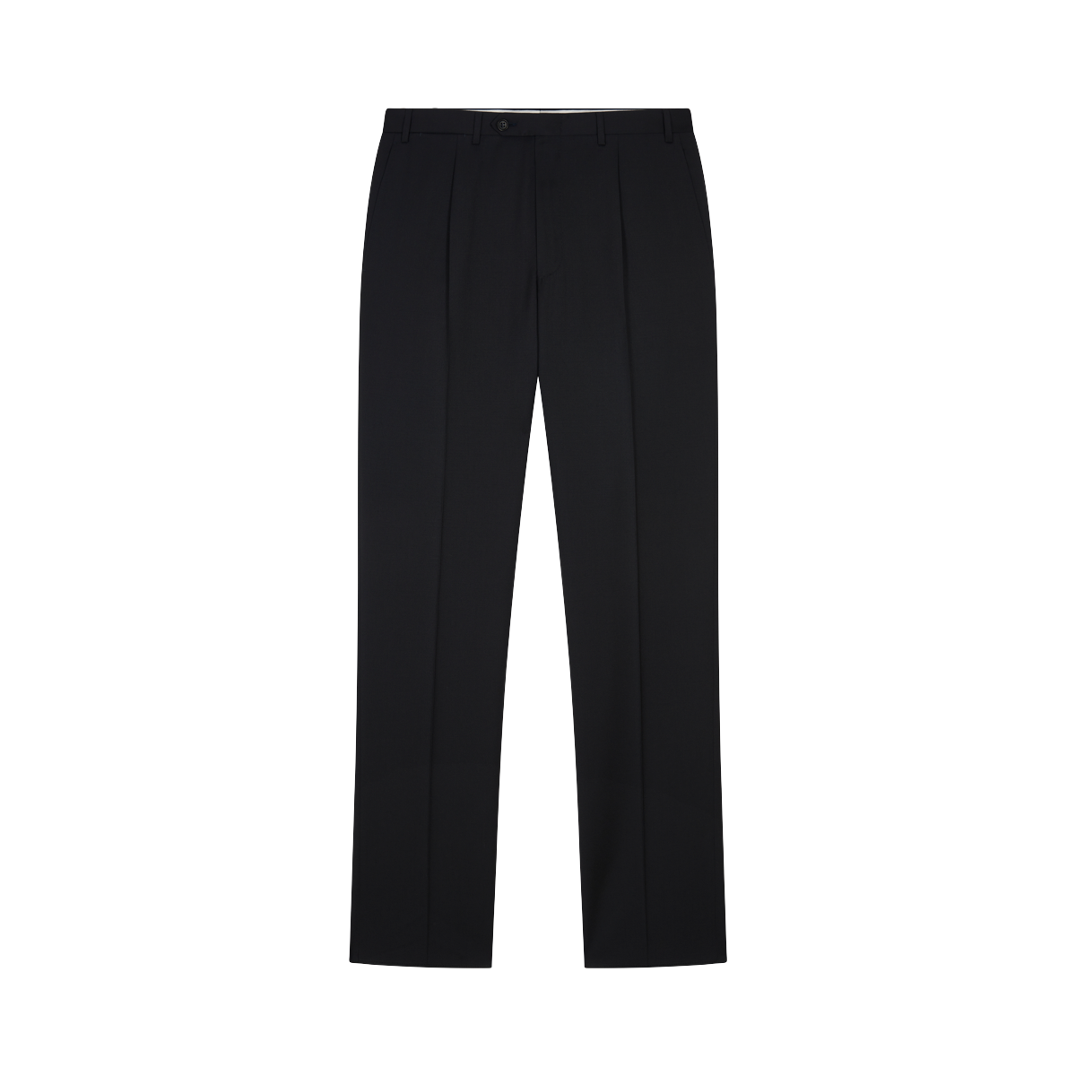 Navy Pleated 130s Wool Trousers