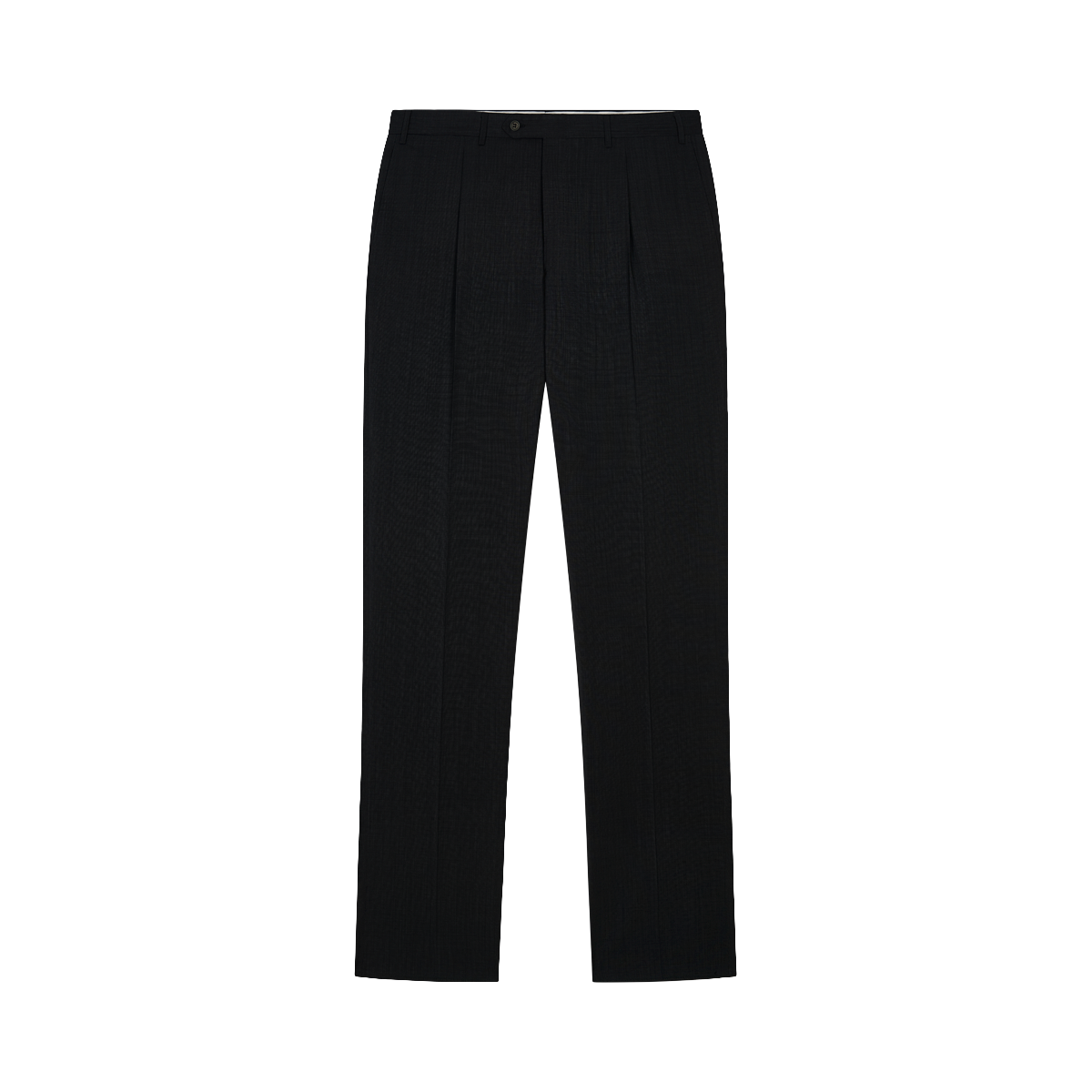 Black End On End Travel Wool Single Pleat Trousers