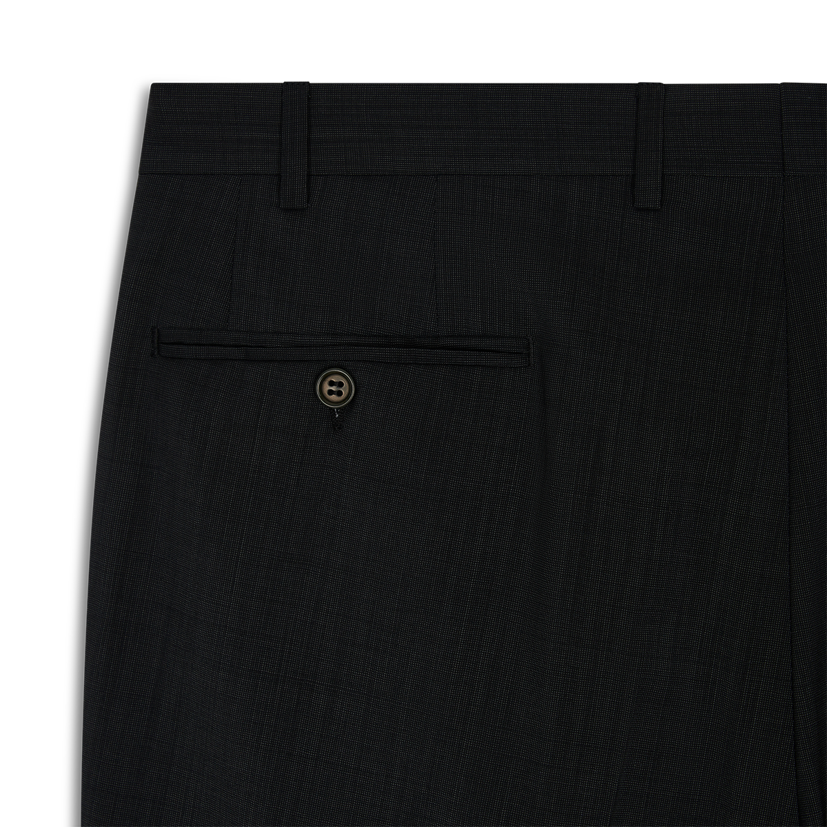 Black End On End Travel Wool Single Pleat Trousers