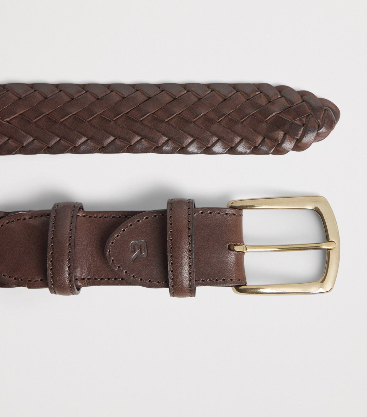 Brown Leather Braided Belt
