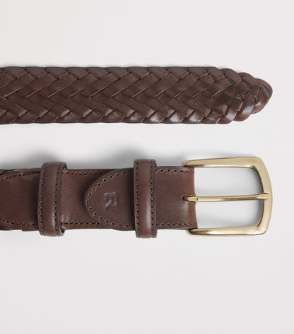 Brown Leather Braided Belt