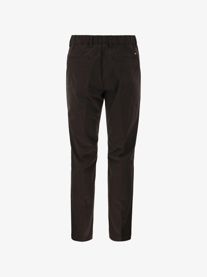Brown Cotton-effect Stretch Fabric with Drawstring Waist