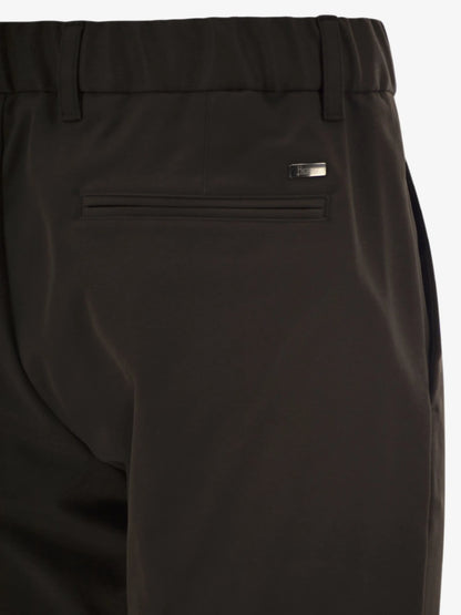 Brown Cotton-effect Stretch Fabric with Drawstring Waist