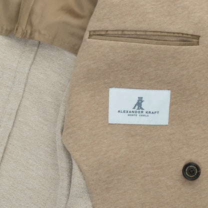 Caramel Beige Cotton Jersey Unstructured DB Blazer