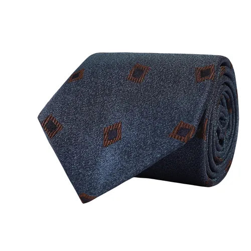 Navy Medallion Silk Tie