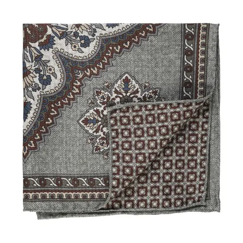 Sage Green reversible medallion silk pocket square