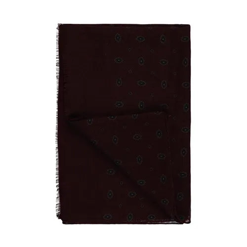 Burgundy Wool scarf with floral pattern Print