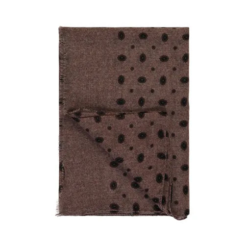 Beige Wool scarf with floral pattern Print