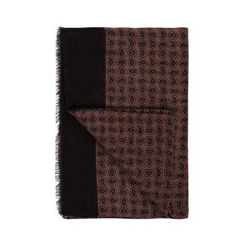 Beige Wool scarf with paisley pattern Print