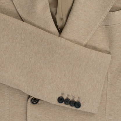 Caramel Beige Cotton Jersey Unstructured DB Blazer