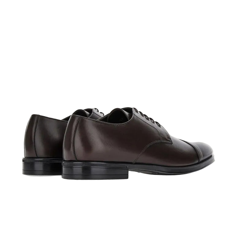Brown Calf Derby Shoes with Rubber Sole