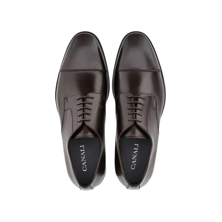 Brown Calf Derby Shoes with Rubber Sole