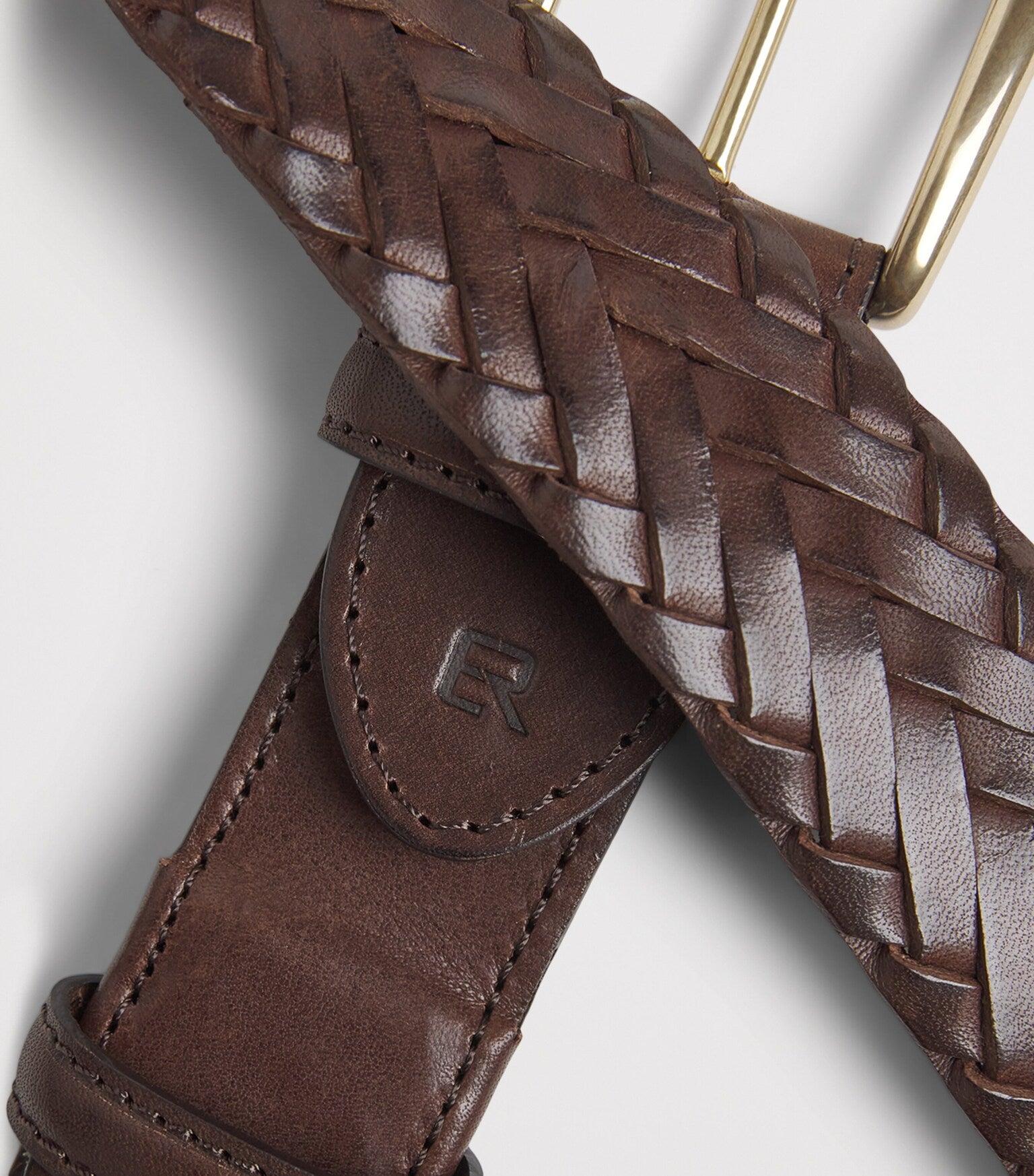 Brown Leather Braided Belt