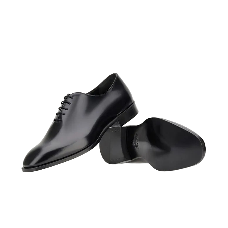 Black Calf Leather Wholecut Oxford Shoes