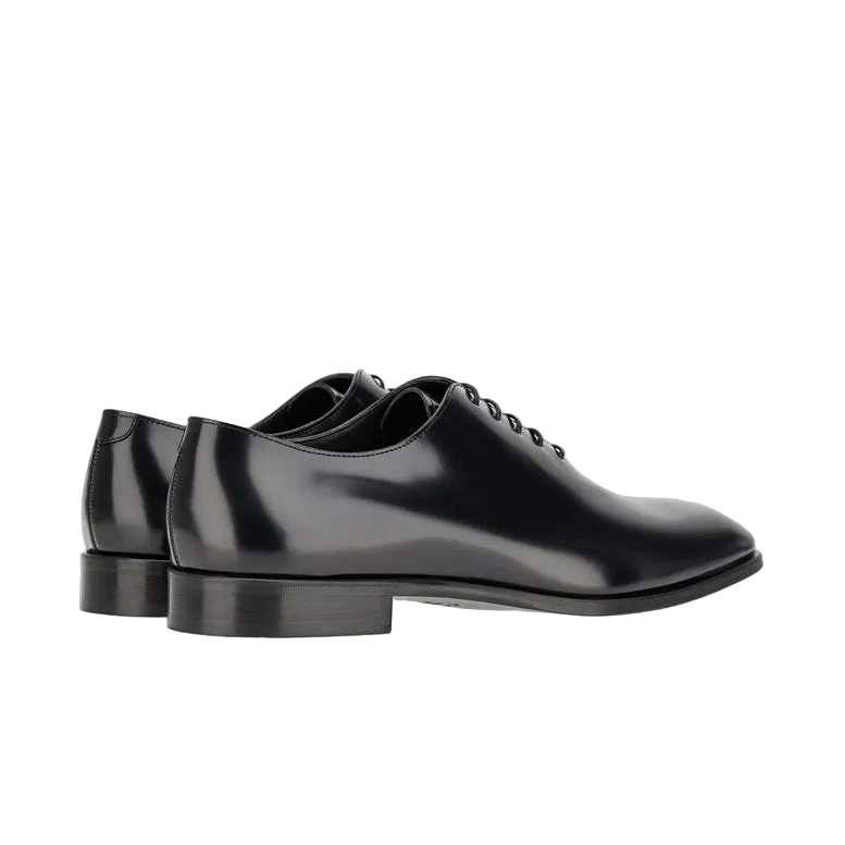 Black Calf Leather Wholecut Oxford Shoes