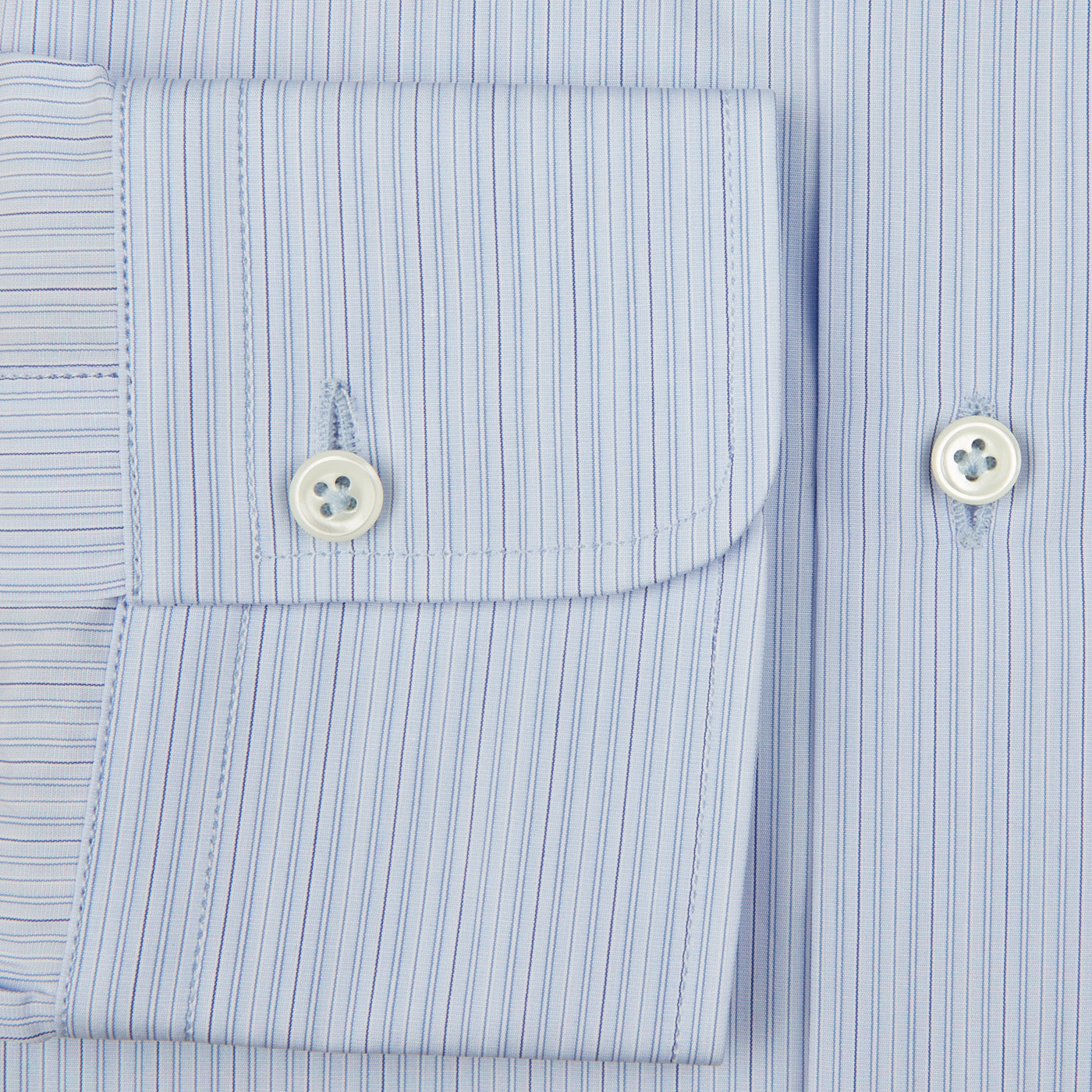A high-quality Blue Fancy Striped Cotton Single Cuff Shirt with blue and white stripes by Alessandro Gherardi.