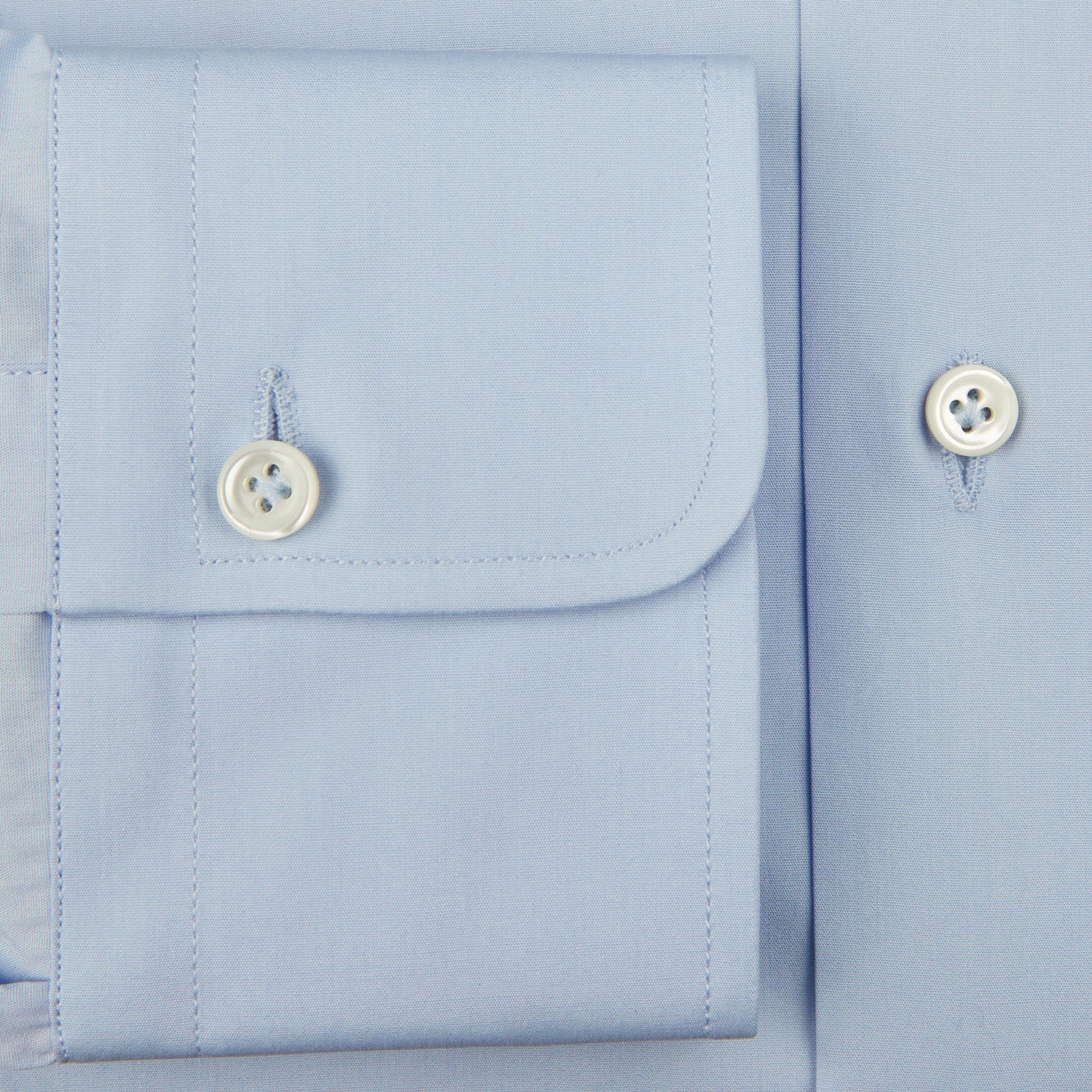 A Sky Blue Fine Cotton Single Cuff Shirt by Alessandro Gherardi, a high-quality men's business shirt in a vibrant blue, featuring buttons on the cuffs.