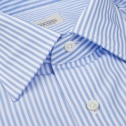 An Alessandro Gherardi Sky Blue Striped Cotton Single Cuff Shirt.